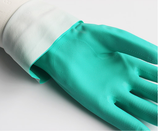 安全手套长绿色丁腈工业手套